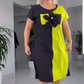 Lässiges schwarzes und grünes Patchworkkleid für Damen