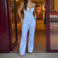 Schlanker, sexy, trägerloser Jumpsuit mit Reißverschluss und Tasche für Damen