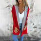 Women's Color Block Open Front Hooded Coat