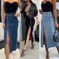 Stilvoller Bodycon-Rock aus Denim mit Knopfverschluss