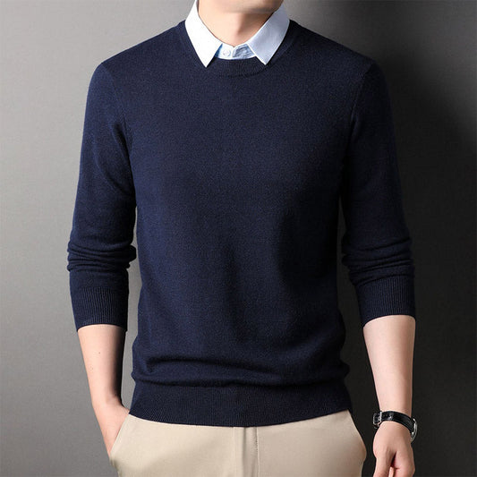 Herren modisches Strickhemd mit Kragen in Layering-Optik