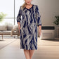 Elegantes Damenkleid mit abstraktem Print und 3/4-Ärmeln