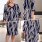 Elegantes Damenkleid mit abstraktem Print und 3/4-Ärmeln