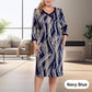 Elegantes Damenkleid mit abstraktem Print und 3/4-Ärmeln