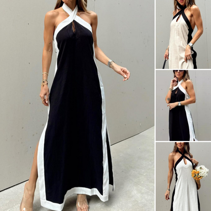 Rückenfreies Neckholder-Maxikleid mit Schlitz für Damen