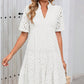 👗Sommerneuheit💃Damenkleid mit V-Ausschnitt, A-Linie, Cut-outs und Print