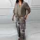 🌷Frühling Hot Sale 50% Rabatt🍃Damenmode Lockeres Cardigan-Shirt & Hose mit hoher Taille Zweiteiliges Set