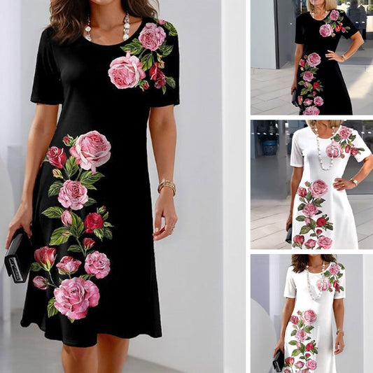 🌸 Frühlingsspecials 💐  Rose Bloom Kurzarm Kleid