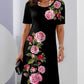 🌸 Frühlingsspecials 💐  Rose Bloom Kurzarm Kleid