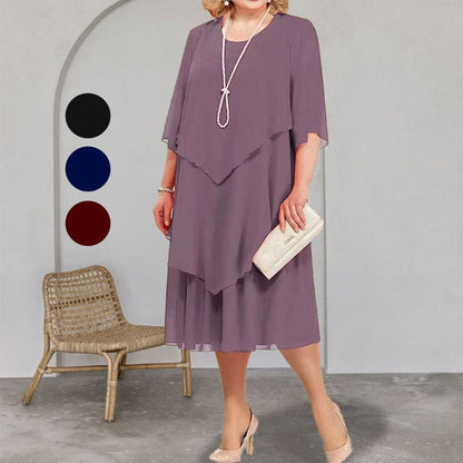 👗50% Rabatt🔥Midikleid im Lagen-Look in großen Größen