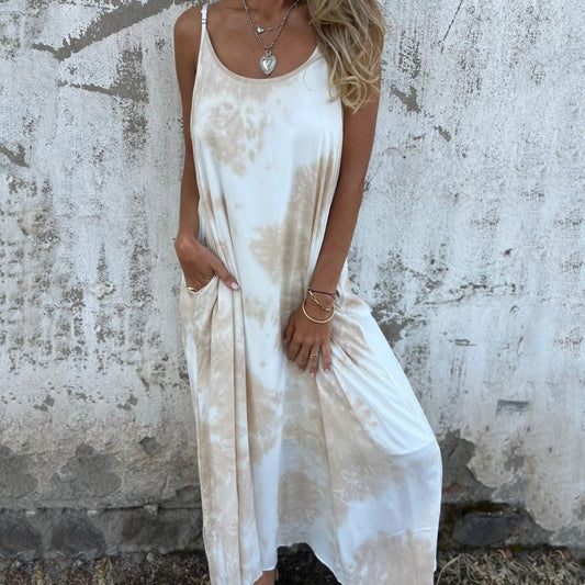 🔥Bedrucktes rückenfreies Kleid mit Spaghettiträgern für Damen🔥