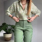 🌸2-teiliges Set aus bedrucktem Hemd und Hose mit Knöpfen für Damen