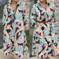 Farbenfrohes Kleid mit 3/4-Ärmeln und Vintage-Blumendruck und Taschen