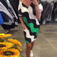 Damen Kleid mit V-Ausschnitt und kurzen Ärmeln