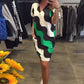 Damen Kleid mit V-Ausschnitt und kurzen Ärmeln