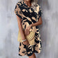 Modisches Kurzarm-Hemdblusenkleid für Damen mit Print und Knopfleiste