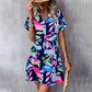 Modisches Kurzarm-Hemdblusenkleid für Damen mit Print und Knopfleiste
