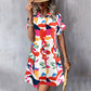 Modisches Kurzarm-Hemdblusenkleid für Damen mit Print und Knopfleiste