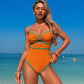 Damen einteiliger Badeanzug mit Cut-Out vorne und Farbblock-Design