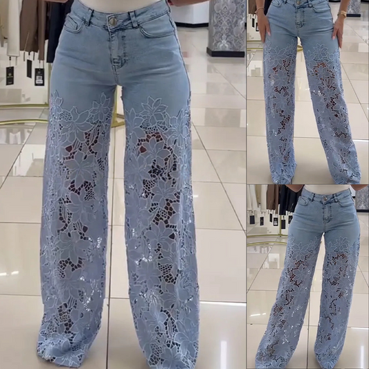 💃Sommermode vorwärts🌸🔥 Gespleißte Jeans mit Spitze