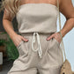 Sommer Einfacher gestreifter trägerloser Overall mit weitem Bein