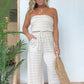 Sommer Einfacher gestreifter trägerloser Overall mit weitem Bein