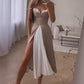💕Ärmelloses, langes Plissee-Kleid mit Farbblock für Damen