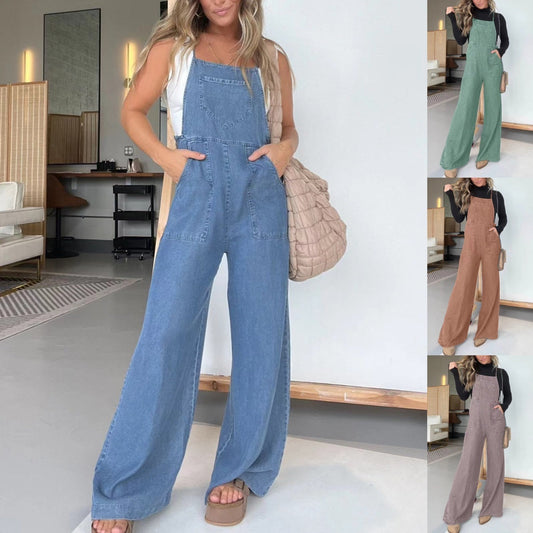 🔥 Sommer Verkauf 59% ✨⛱️ Damen Casual Ärmellose Wide-Leg Denim Overall