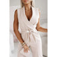 ☀️Frauen ärmelloser V-Ausschnitt Solid Jumpsuit🕊️