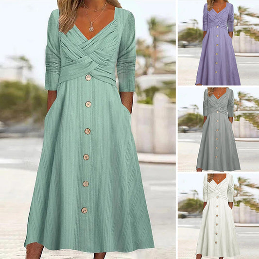 Modisches Midikleid für Damen mit 3/4-Ärmeln