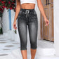 Lässige Damenjeans mit hoher Taille und Kordelzug