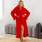 Damen Fleece Morgenmantel – Warmer Winter Bademantel mit Langarm, Französischer Vintage-Stil, Flauschiger Hausmantel für Zuhause