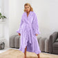 Damen Fleece Morgenmantel – Warmer Winter Bademantel mit Langarm, Französischer Vintage-Stil, Flauschiger Hausmantel für Zuhause