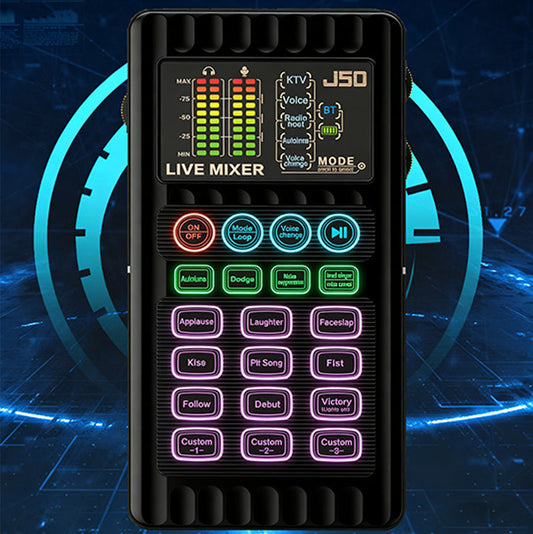 🎉 Neujahrsgeschenk – 50% RABATT!✨🎤 Tragbare Handheld-Live-Soundkarte (Stimmenverzerrer): Multifunktionale Effekte + Rauschunterdrückung – Streamen von überall!