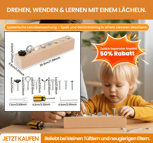 📢📢50 % Rabatt!! ⏰👨‍👦🔩Pädagogisches Schraub-Activity-Board – Feinmotorik & logisches Denken kinderleicht entwickeln🧠✨ Lernspielzeug Nr.1