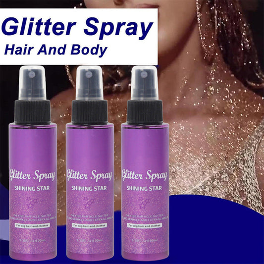 🎉 Neujahrsgeschenk – 50% RABATT!✨ Shining Star Glitter Spray: Haar & Lichaam – Langdurige glans & huidvriendelijk