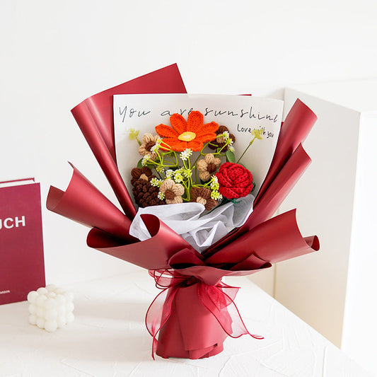 🔥Solange der Vorrat reicht 40 % Rabatt!🎉Handmade Delicate Crochet Flower Bouquet