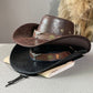 🤠 50% RABATT! ☀️ Vintage-Cowboyhut mit breiter Krempe & Riemen – PU, verstellbar & einheitsgröße – Perfekt für Western-Look & Sommerfestivals 🌾