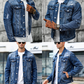 Herren-Freizeit-Denimjacke im Used-Look mit Vintage-Wäsche