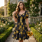 🔥🔥 2026 NEU 🥳💞 50K+ VERKAUFT! ⚡🌻Damenkleid mit Puffärmeln und Print