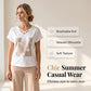 ⚡ 50 % Rabatt sichern – lässiges 2-teiliges Set mit V-Ausschnitt-Shirt & Cropped-Hose – bequem, atmungsaktiv & vielseitig ✨