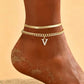 🌸 JETZT 50% RABATT! 🌸 Zarte goldene Fußketten mit Anfangsbuchstaben in mehreren Lagen für Frauen