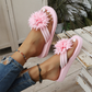 Damen-Flip-Flops mit Blumenmuster, leichte Sommerpantoffeln
