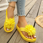 Damen-Flip-Flops mit Blumenmuster, leichte Sommerpantoffeln