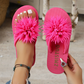 Damen-Flip-Flops mit Blumenmuster, leichte Sommerpantoffeln