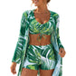 👙 50 % Rabatt – 3-teiliges Tropical-Print-Bikini-Set – Oberteil, Hose & Tuch – vielseitig kombinierbar, ideal für Strand & Pool ☀️