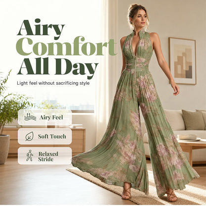 🔥 50 % Rabatt – Sexy Jumpsuit mit Wickel-Dekolleté – in Falten-Optik, lange & weite Beine – vielseitig für den stilvollen Auftritt 🌙