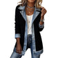 ⌛Zeitlich begrenztes Angebot – Eleganter Damenmantel aus Denim mit geripptem Strick-Einsatz
