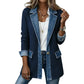 ⌛Zeitlich begrenztes Angebot – Eleganter Damenmantel aus Denim mit geripptem Strick-Einsatz