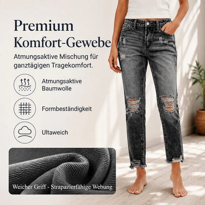 Vintage-Jeans mit Rissen und geradem Bein für Damen